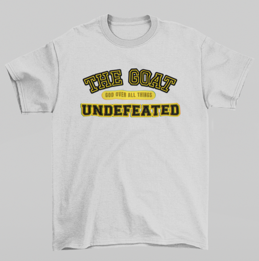 The G.O.A.T – God Over All Things | "Undefeated" Faith Tee (Gray)